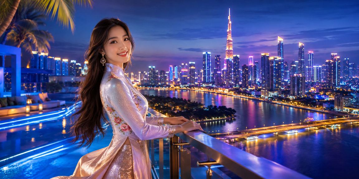 Người phụ nữ mặc áo dài tại TP. Hồ Chí Minh tham gia trò chơi bài card game trực tuyến